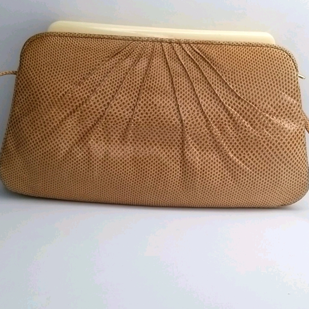 Vintage Judith Leiber tan ostrich purse